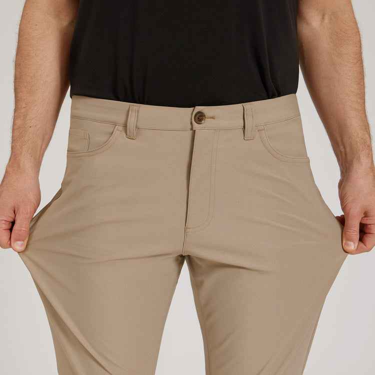 Men wearing Khaki 5 Pocket Travel Pants