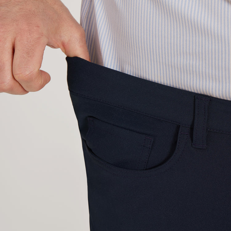 Men wearing Navy 5 Pocket Travel Pants