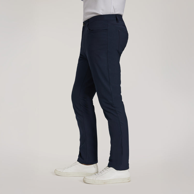 Men wearing Navy 5 Pocket Travel Pants