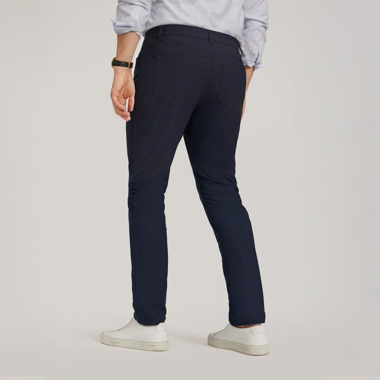 Men wearing Navy 5 Pocket Travel Pants
