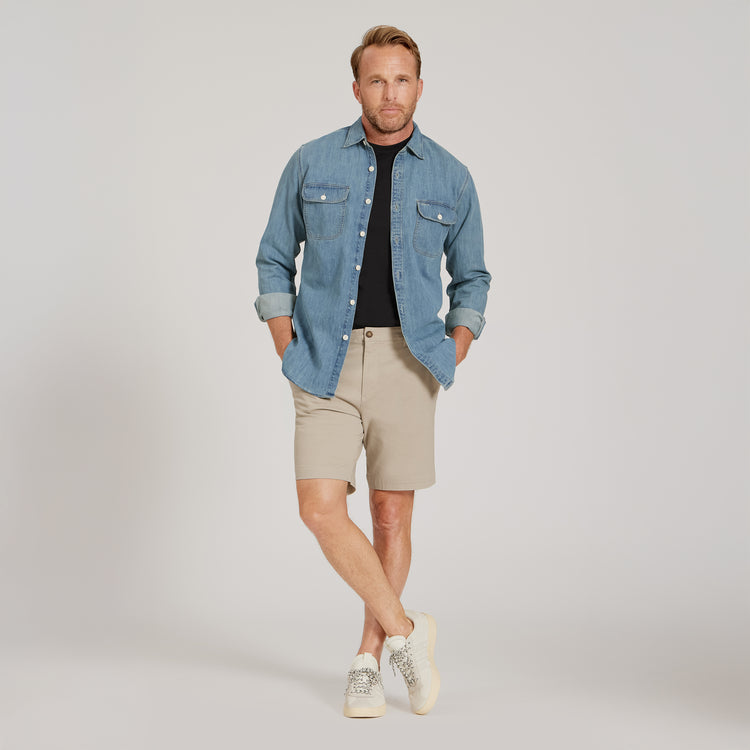 Men wearing Ecru Stretch Chino Short