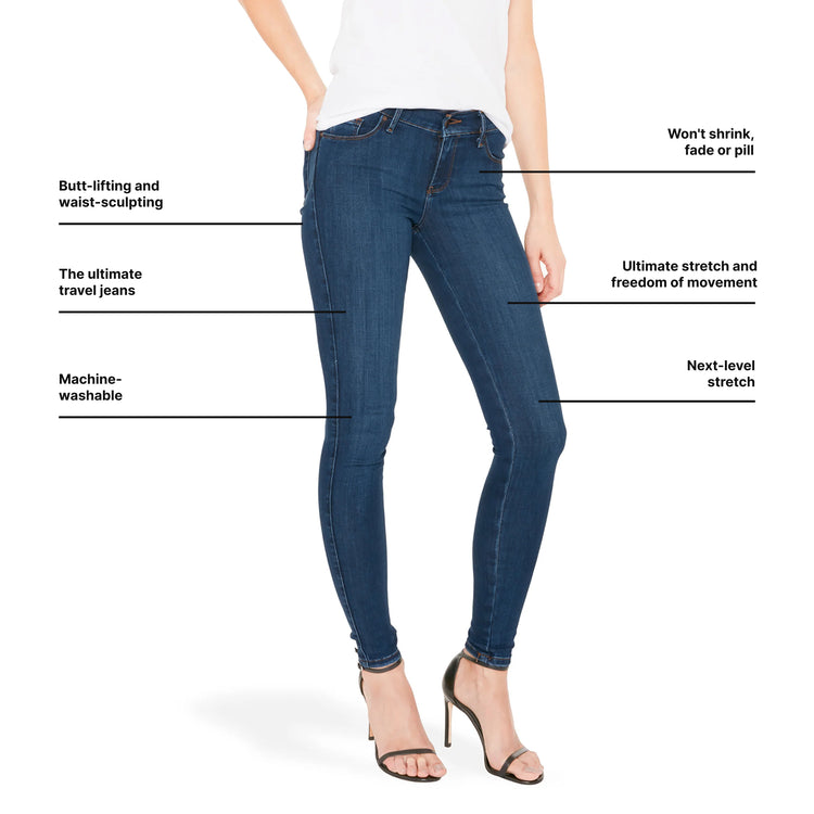 Women wearing Bleu Médium Mid Rise Skinny Jane Jeans