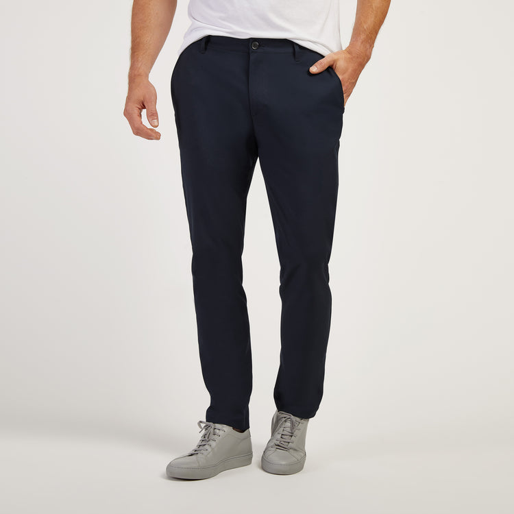 Men wearing Navy Slim Tech Pants