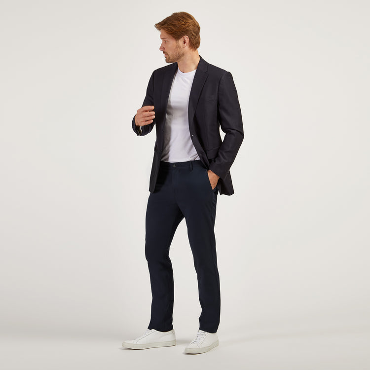 Men wearing Navy Slim Tech Pants