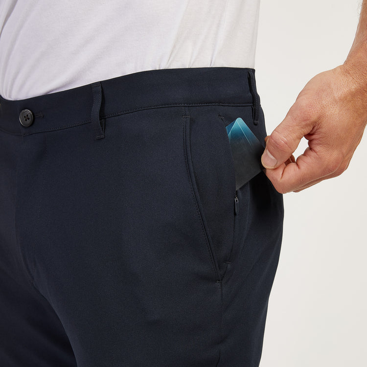 Men wearing Navy Slim Tech Pants