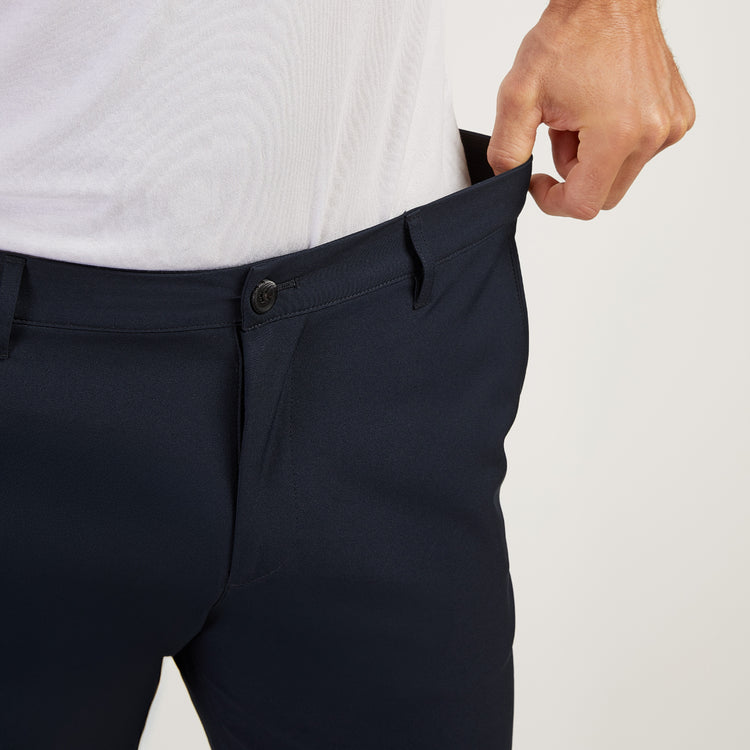 Men wearing Navy Slim Tech Pants