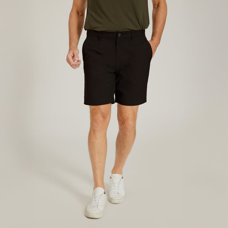 Men wearing Black Tech Shorts