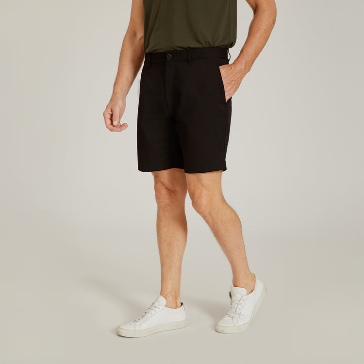 Men wearing Black Tech Shorts