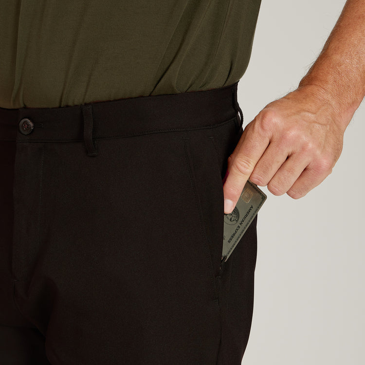 Men wearing Black Tech Shorts
