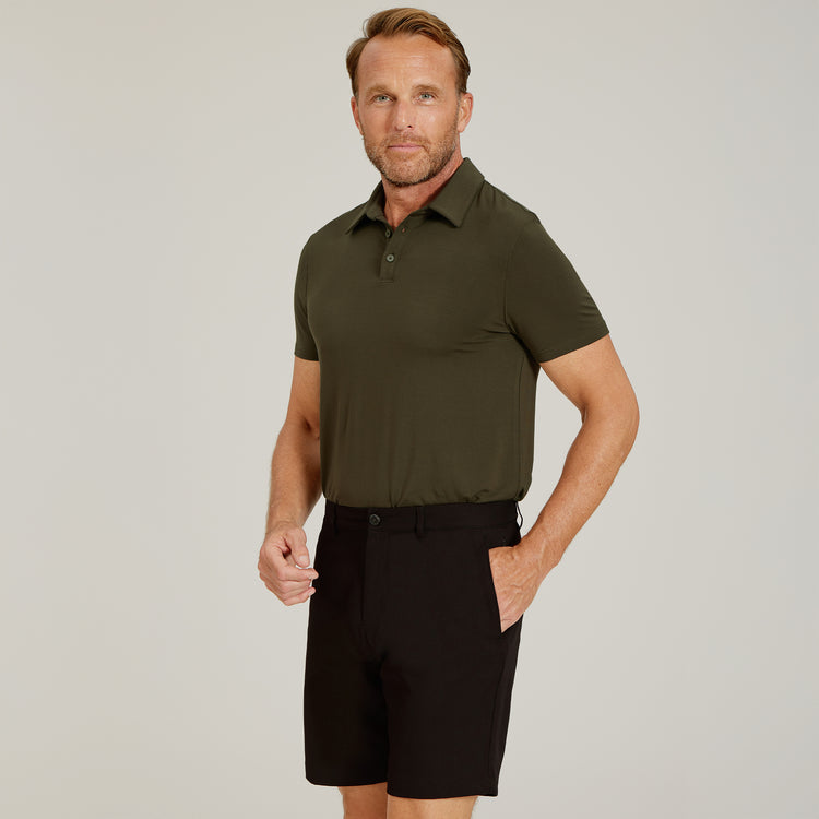 Men wearing Black Tech Shorts