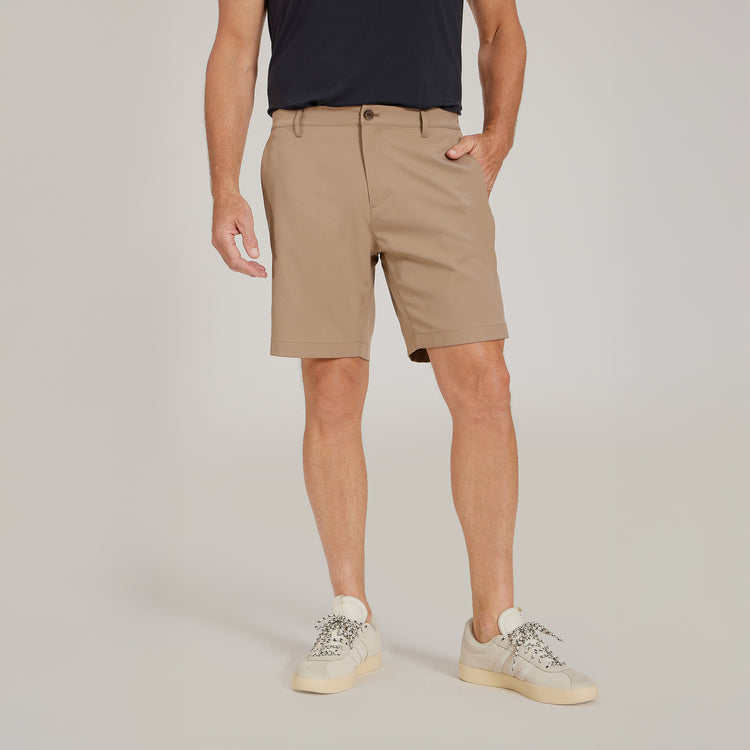 Men wearing Khaki Tech Shorts