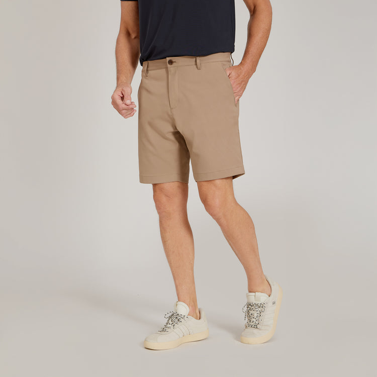 Men wearing Khaki Tech Shorts