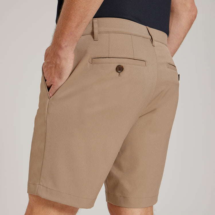 Men wearing Khaki Tech Shorts
