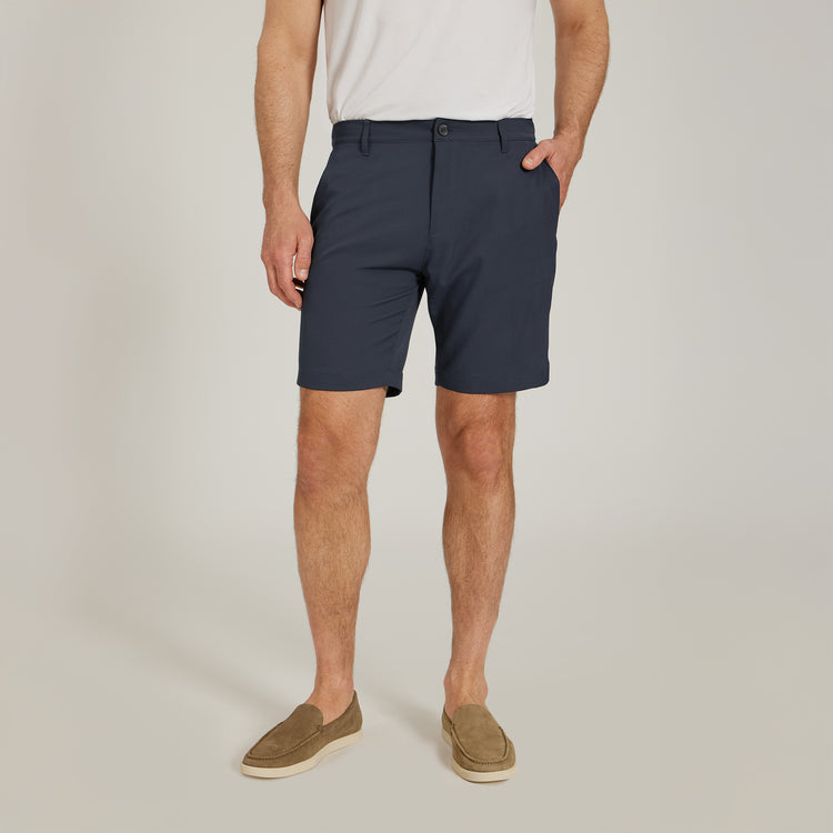 Men wearing Navy Tech Shorts