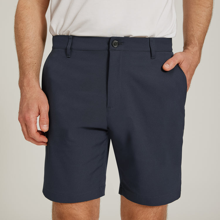 Men wearing Navy Tech Shorts