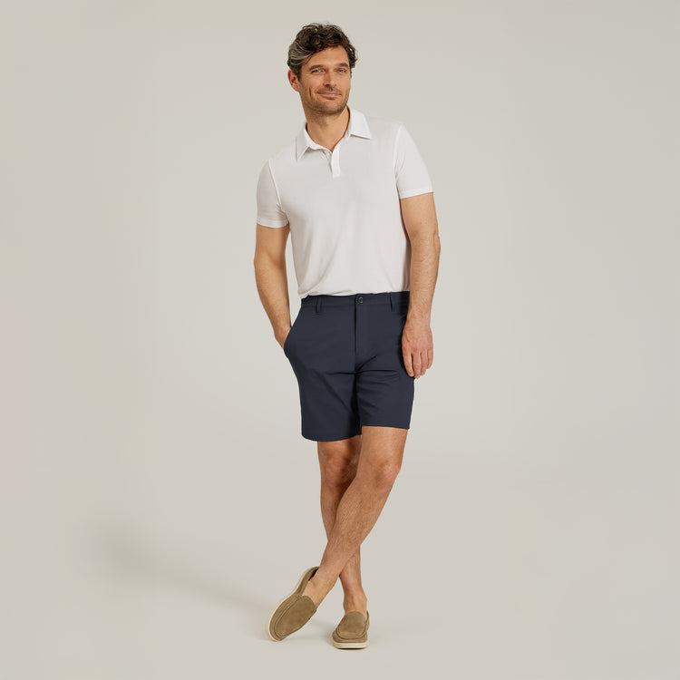 Men wearing Navy Tech Shorts