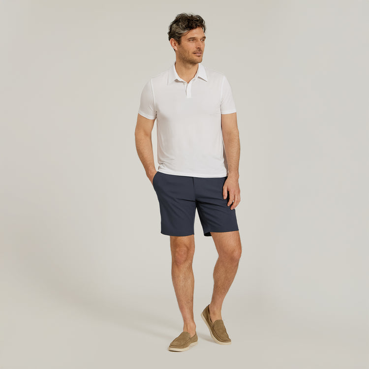 Men wearing Navy Tech Shorts