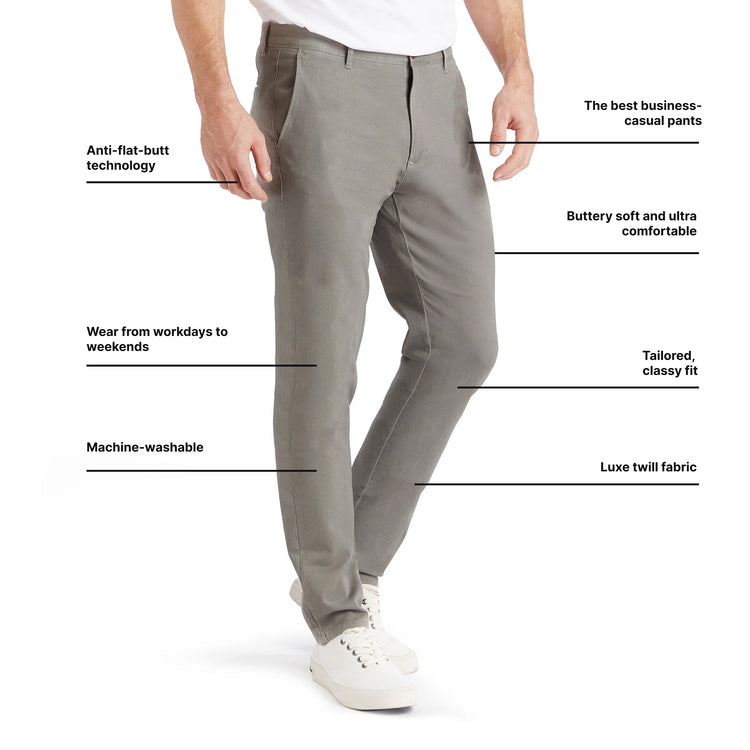 Men wearing Light Gray Everyday Comfort Slim Chino Pants