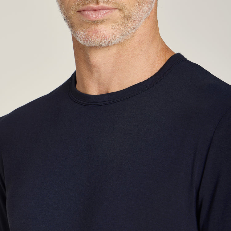 Men wearing Navy Pajama Long Sleeve Crew Neck