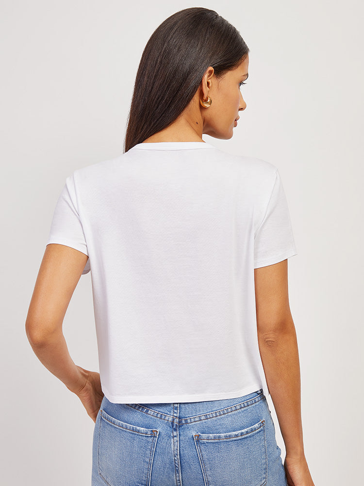 Women wearing White Everyday Cotton One Pocket Crew Tee