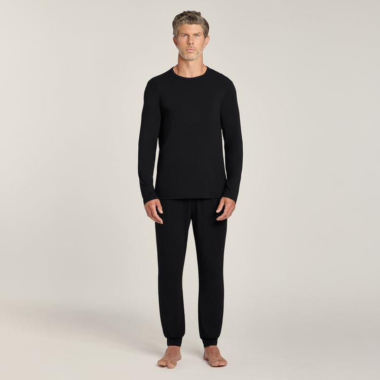 Men wearing Black Pajama Pants