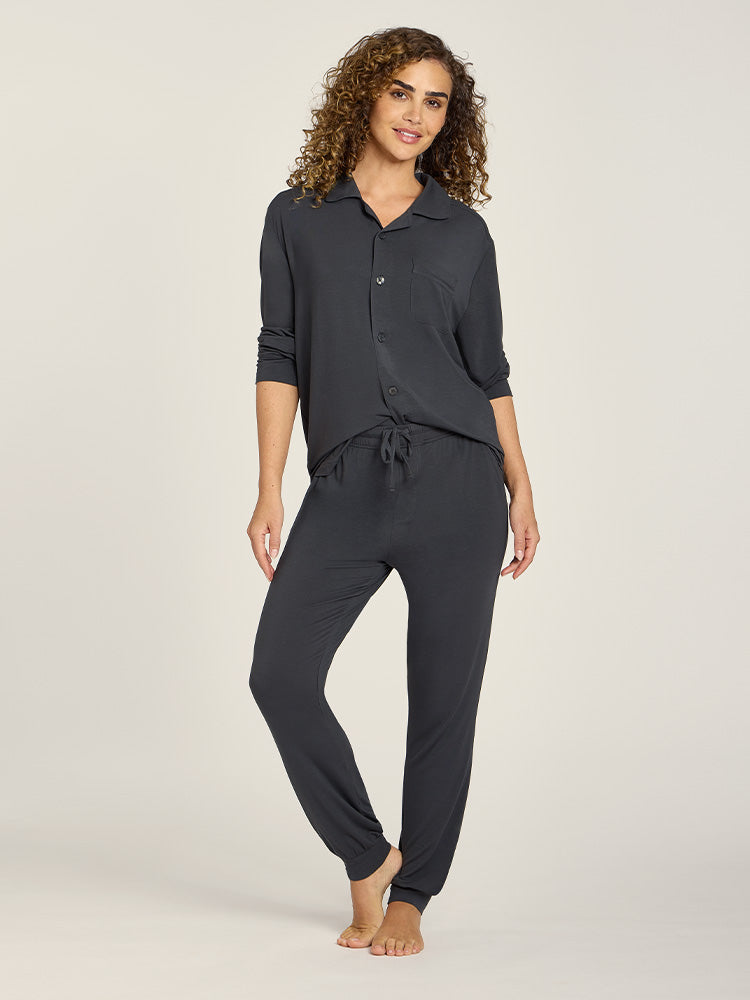 Women wearing Dark Gray Pajama Pants