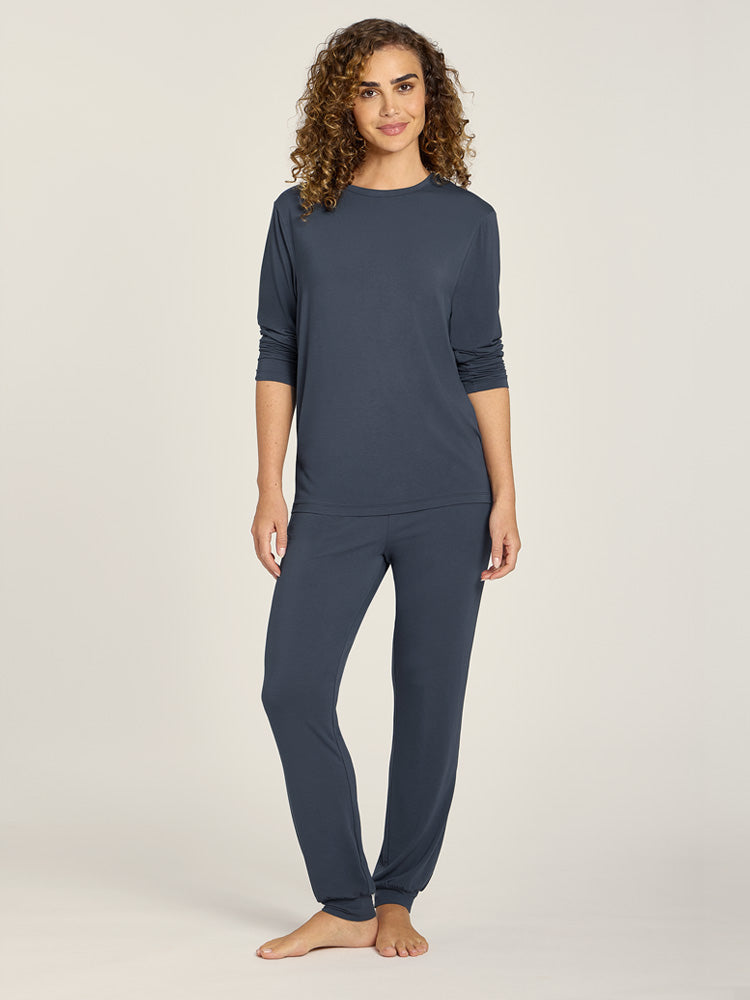 Women wearing Graphite Blue Pajama Pants