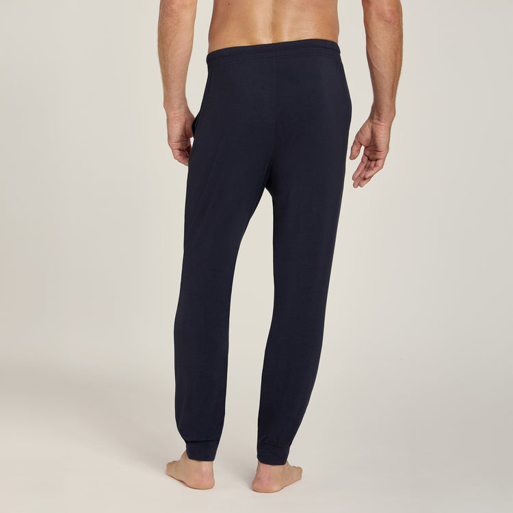 Men wearing Navy Pajama Pants