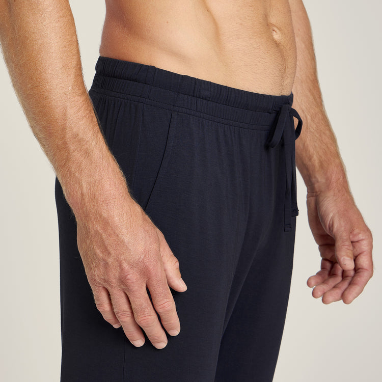 Men wearing Navy Pajama Pants