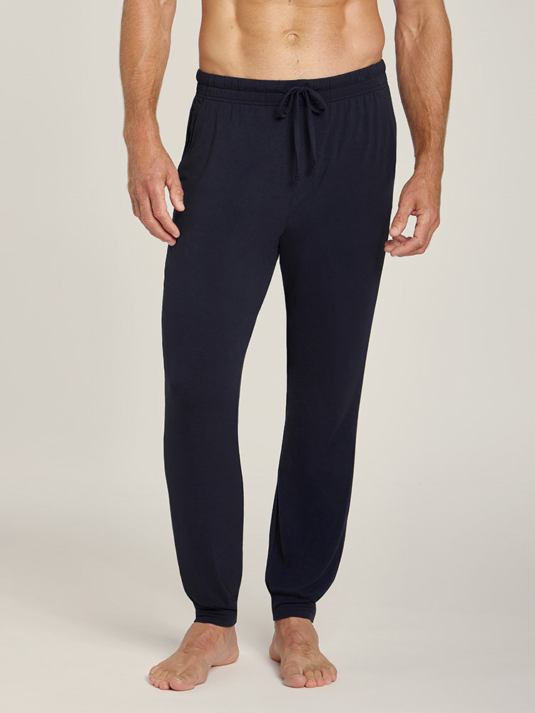Men wearing Navy Pajama Pants