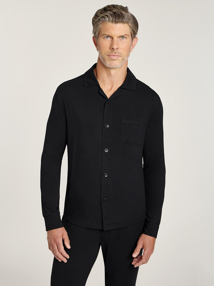 Men wearing Black Pajama Shirt