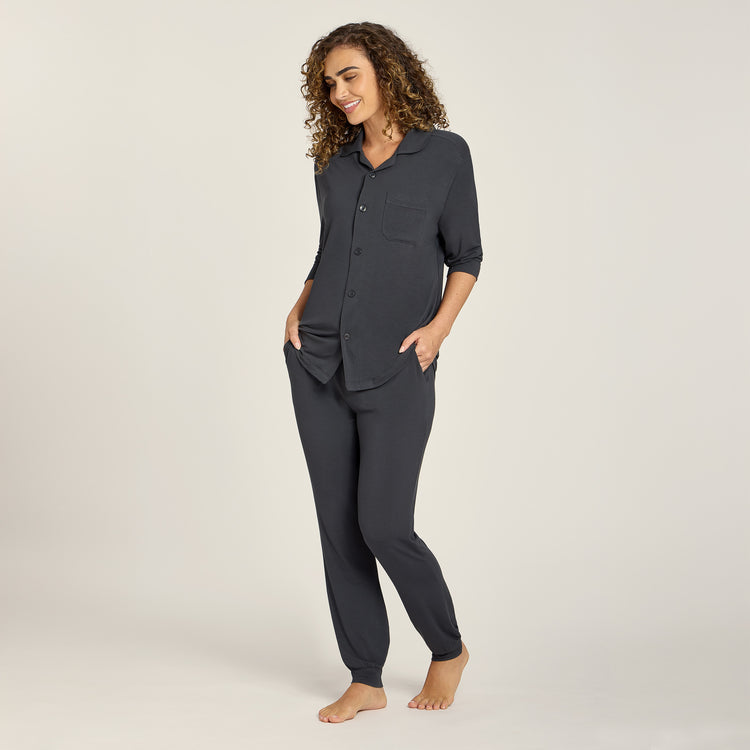 Women wearing Dark Gray Pajama Shirt