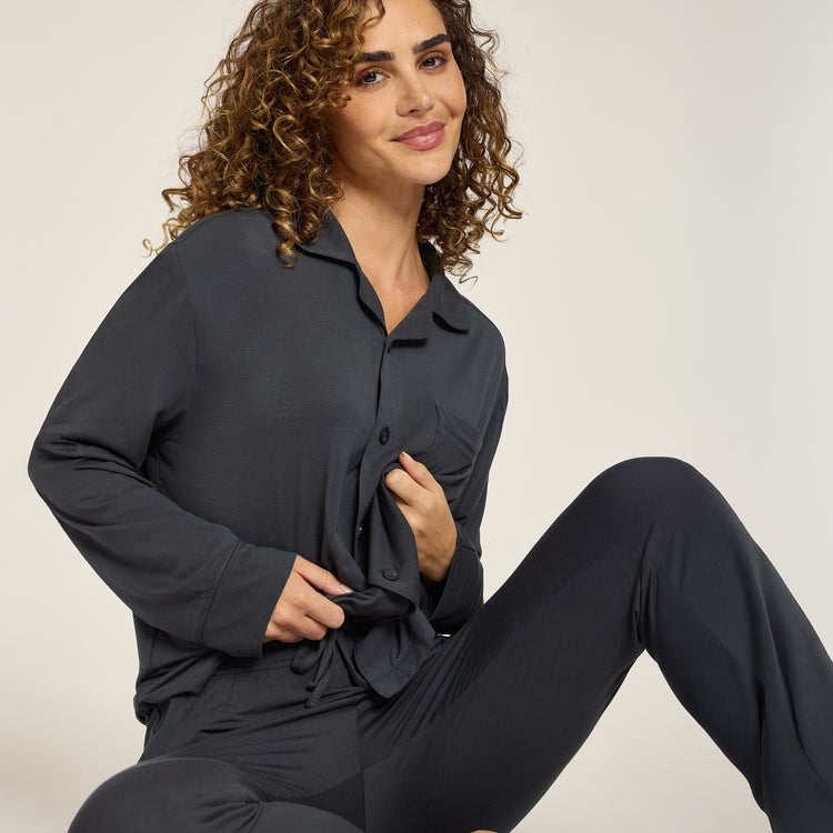 Women wearing Dark Gray Pajama Shirt