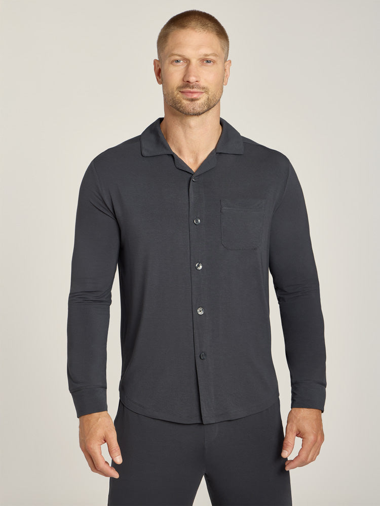 Men wearing Dark Gray Pajama Shirt