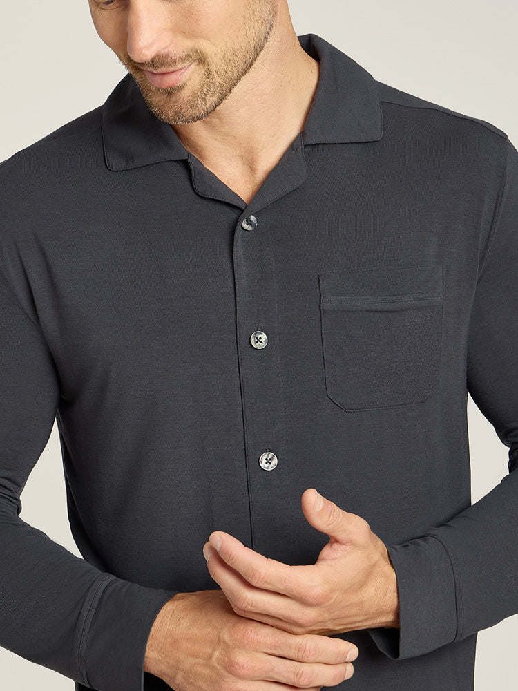 Men wearing Dark Gray Pajama Shirt