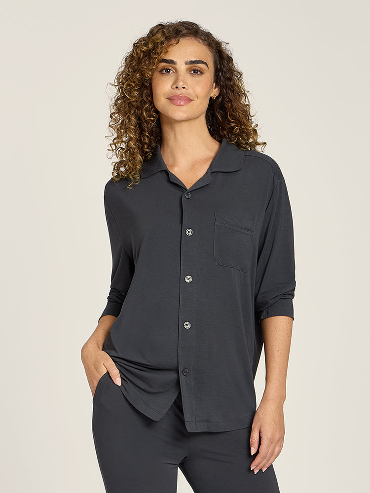 Women wearing Dark Gray Pajama Shirt