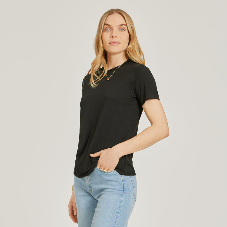 Women wearing Negro Relaxed Crew Marcy Tee