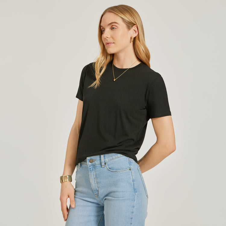 Women wearing Negro Relaxed Crew Marcy Tee