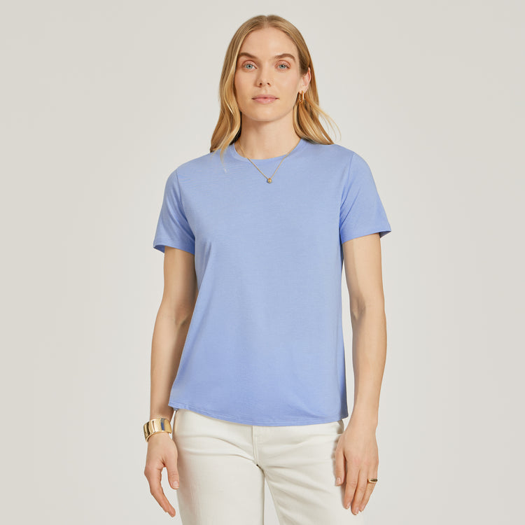 Women wearing Hortensia Relaxed Crew Marcy Tee