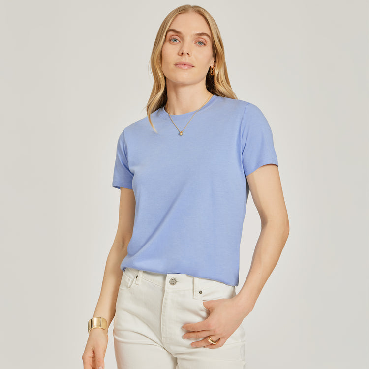 Women wearing Hortensia Relaxed Crew Marcy Tee