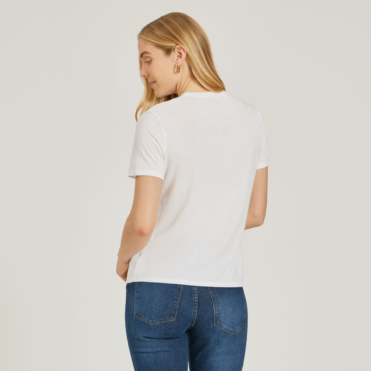 Women wearing Blanco Relaxed Crew Marcy Tee