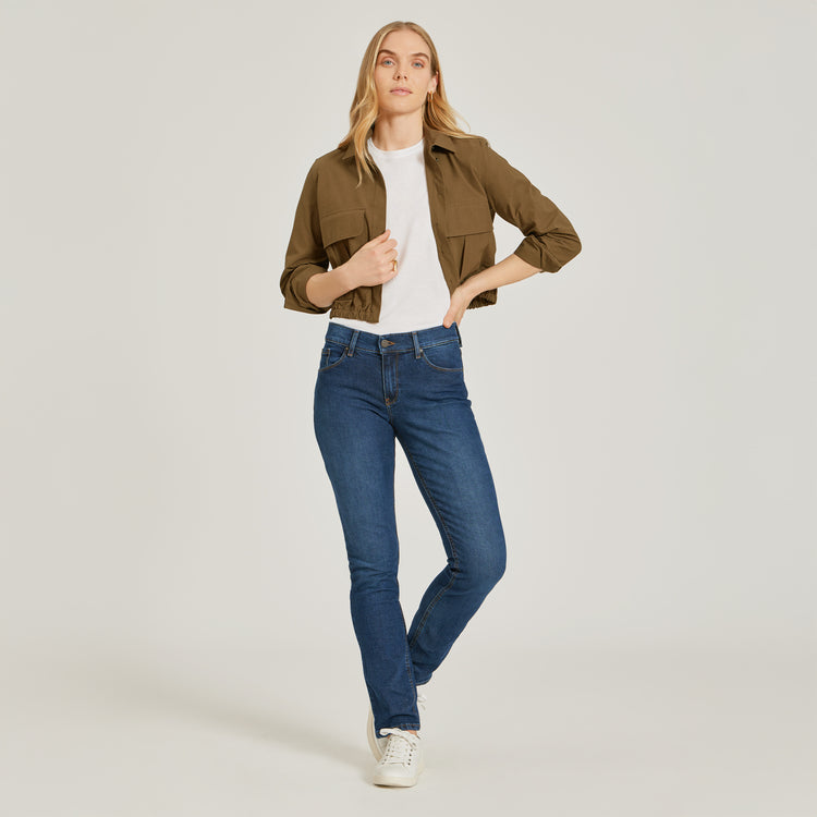 Women wearing Blanco Relaxed Crew Marcy Tee