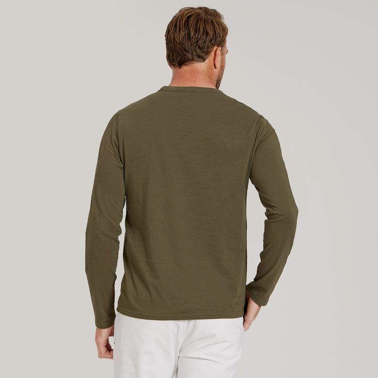 Men wearing Dark Moss Long Sleeve Crew Tee Driggs
