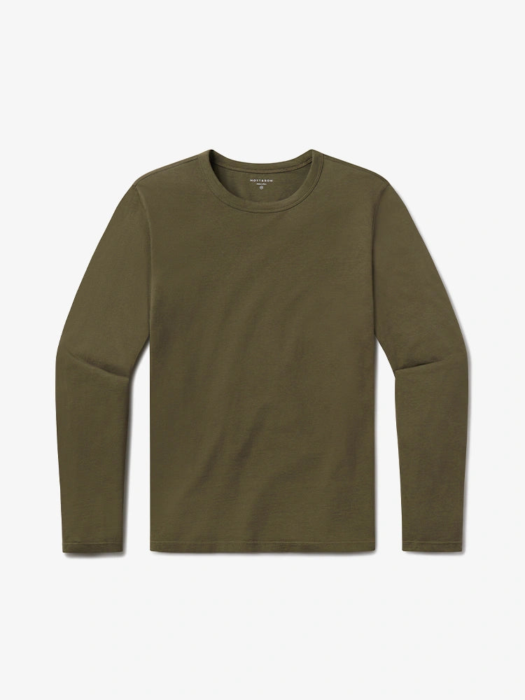 Men wearing Dark Moss Long Sleeve Crew Tee Driggs
