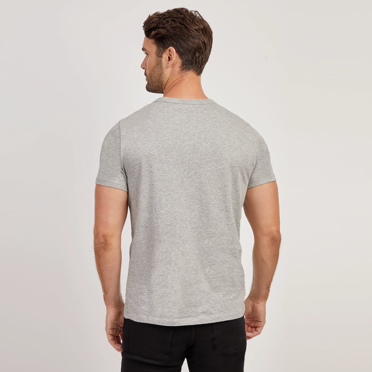 Men wearing Heather Gray Classic Crew Driggs Tee