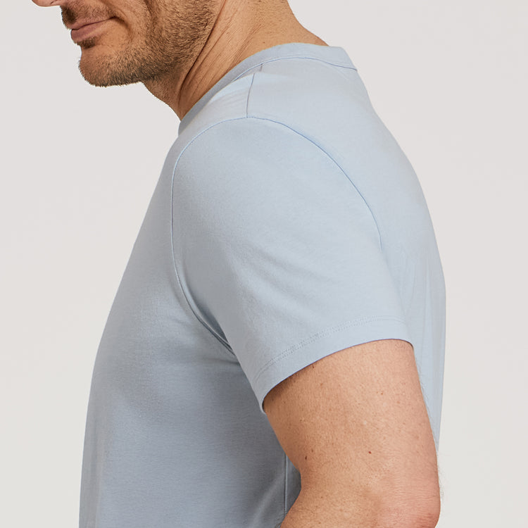 Men wearing Ice Blue Classic Crew Driggs Tee