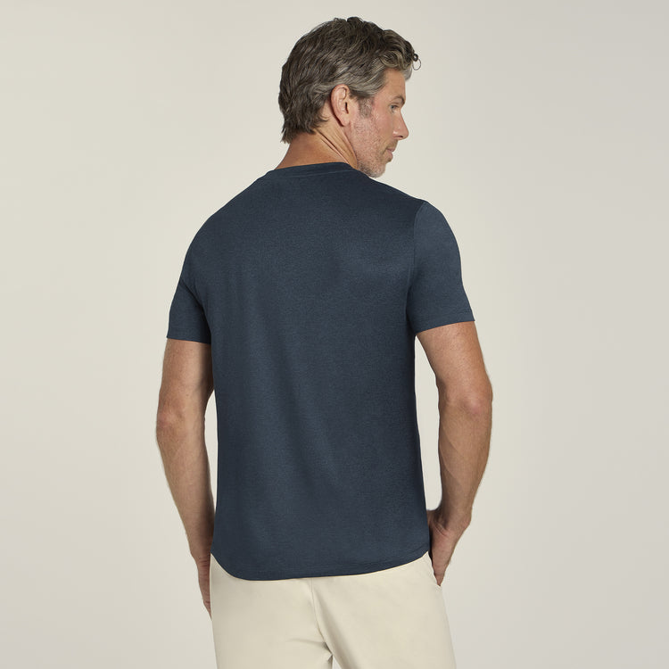 Men wearing Teal Heather Tech Tee
