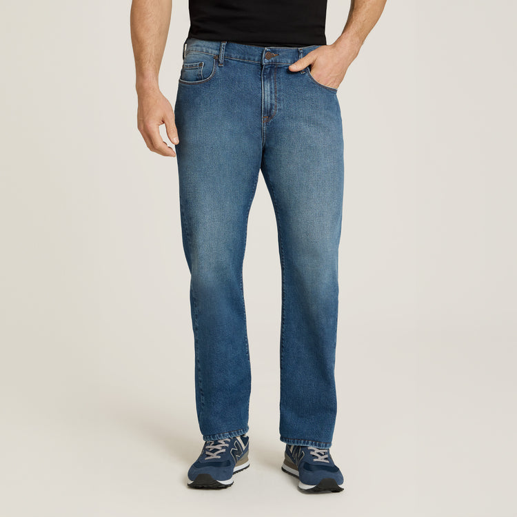 Men wearing Light/Medium Blue Straight Ridge Jeans