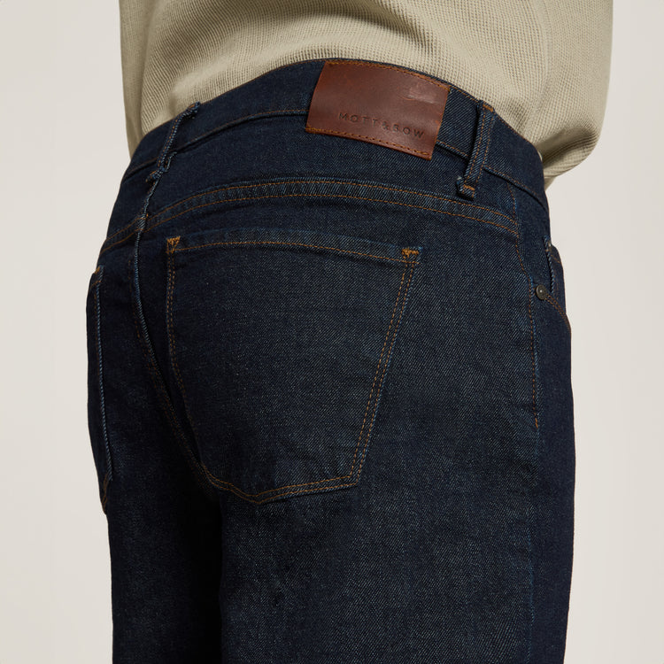 Men wearing Dark Blue Straight Ridge Jeans