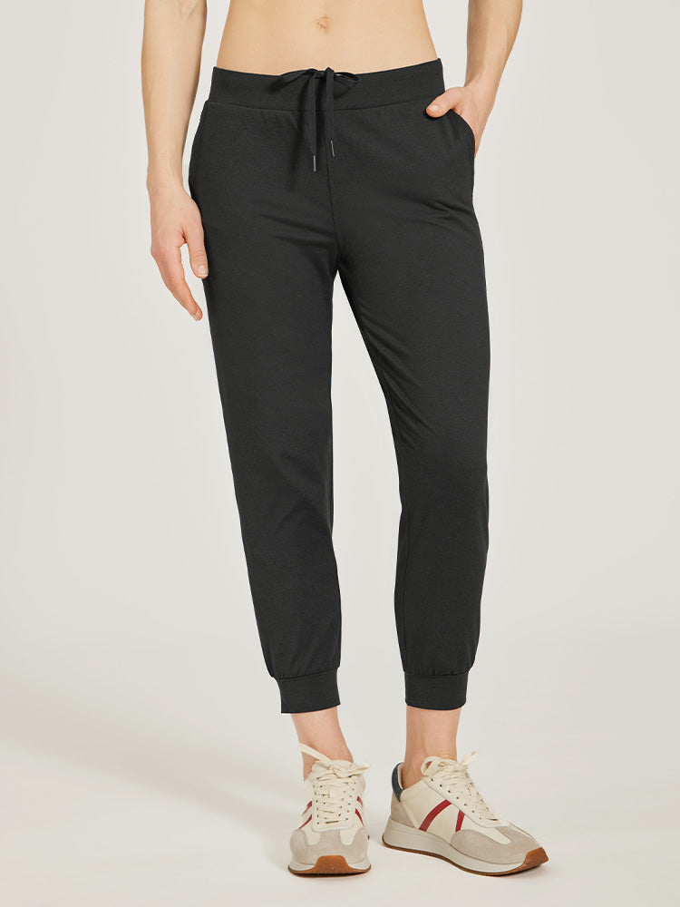Women wearing Black Heather Cropped Performance Jogger